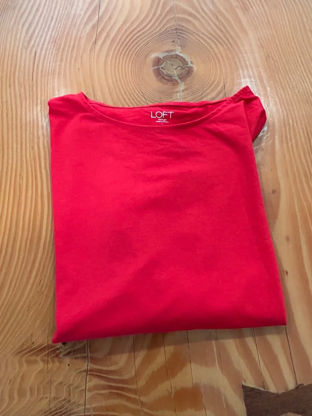 Loft Outlet Bright Red Top with Cap Sleeves - Size L - Picture 6 of 6